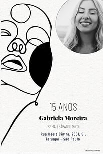 Modelo de Convite de Aniversario de 15 anos - 15 ANOS LINHAS Convite 15 ANOS LINHAS grátis para editar
