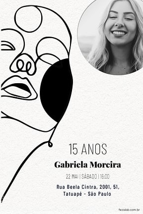 Modelo de Convite de Aniversario de 15 anos - 15 ANOS LINHAS Convite de Aniversario de 15 anos - 15 ANOS LINHAS