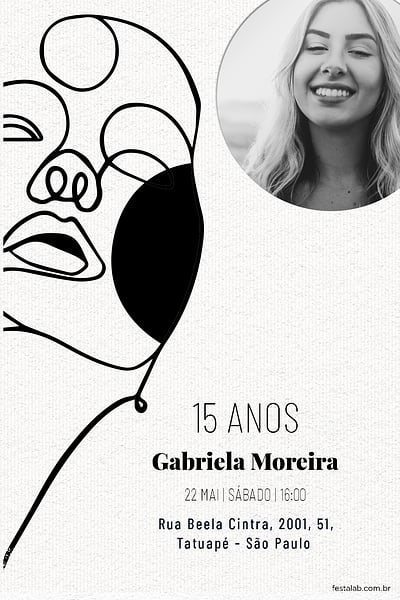 Modelo de Convite de Aniversario de 15 anos - 15 ANOS LINHAS Convite 15 ANOS LINHAS grátis para editar