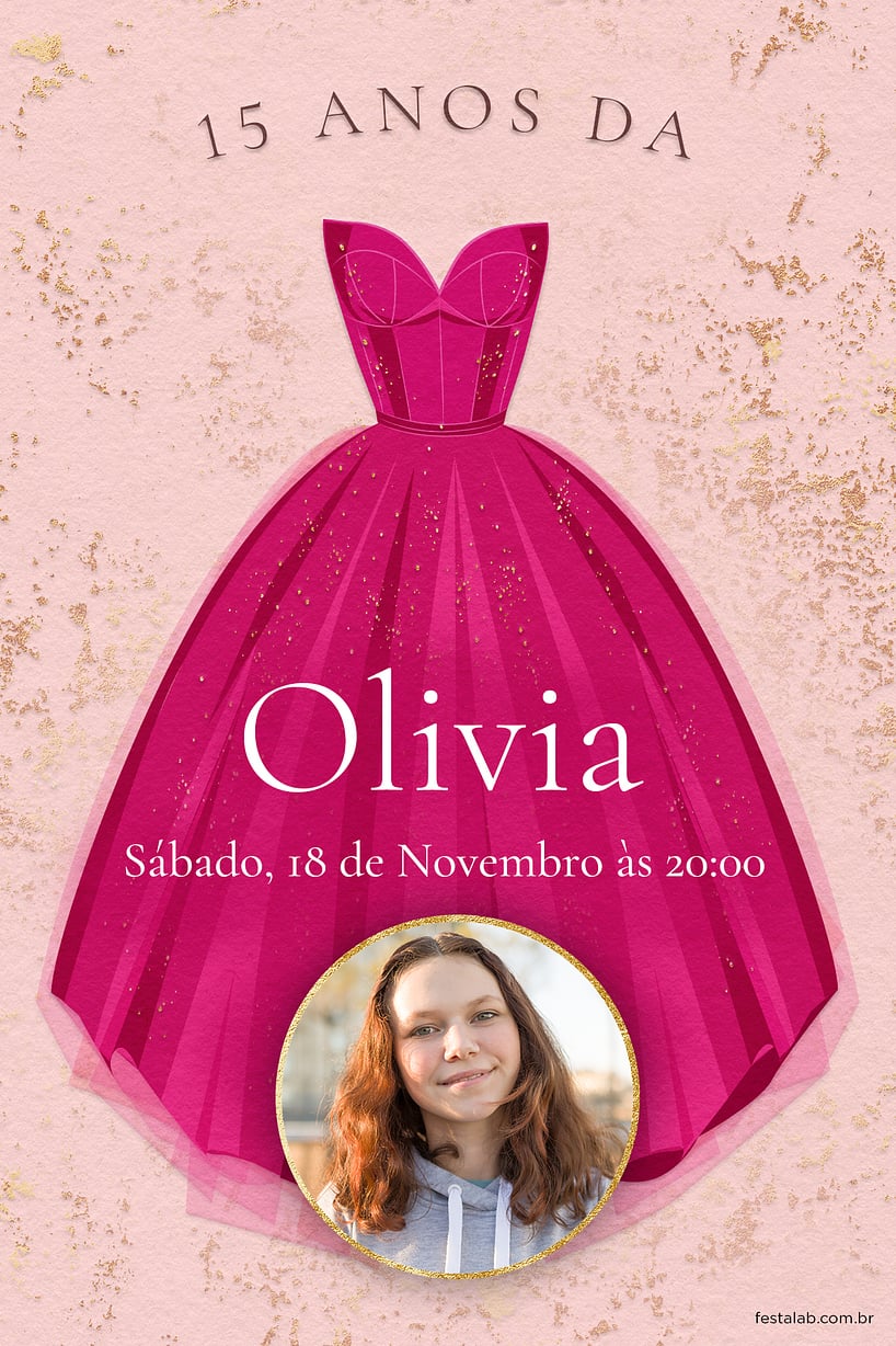 Convite Aos 15 anos grátis para editar