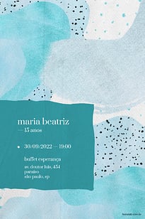 Modelo de Convite de Aniversario de 15 anos - Aquarelado azul Convite Aquarelado azul grátis para editar