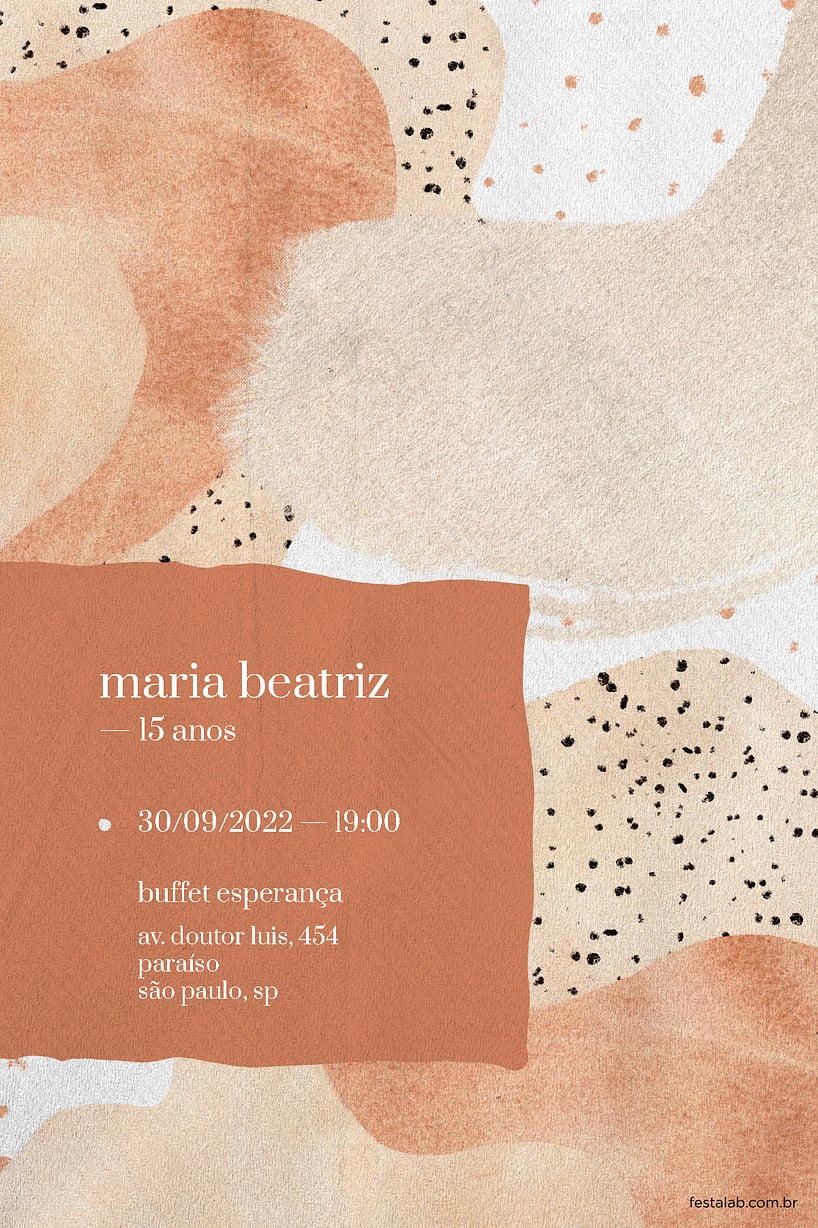 Convite Aquarelado Marrom grátis para editar