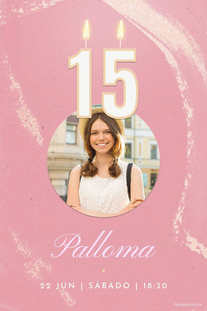 Convite de Aniversario de 15 anos - Bolo de 15 anos