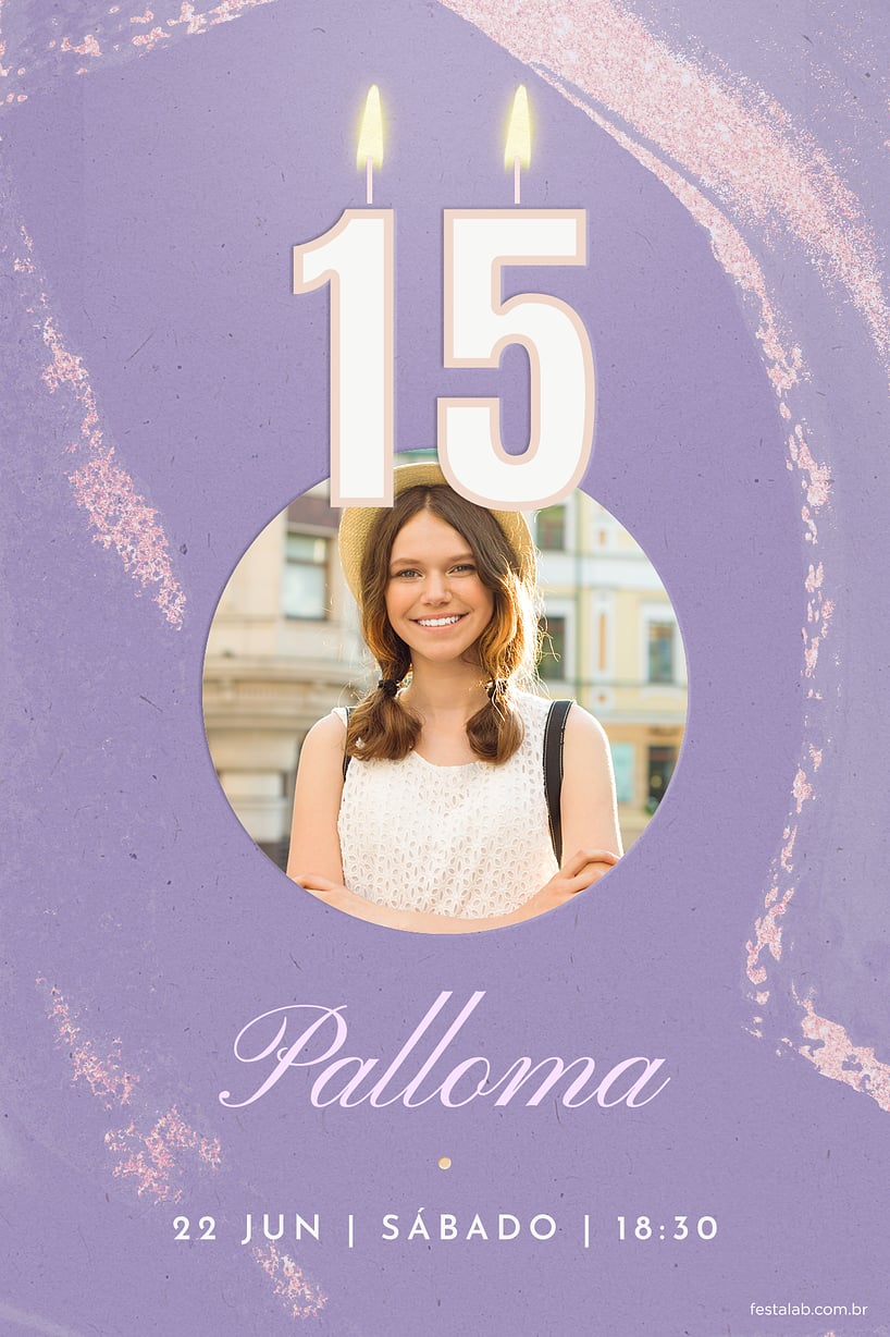 Convite Bolo de 15 anos grátis para editar