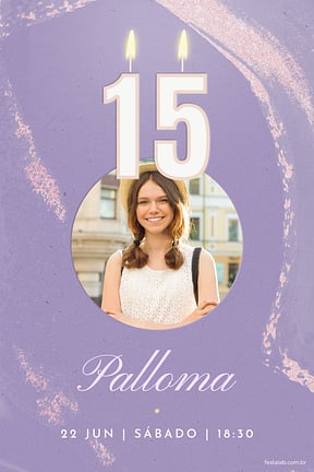 Convite de Aniversario de 15 anos - Bolo de 15 anos