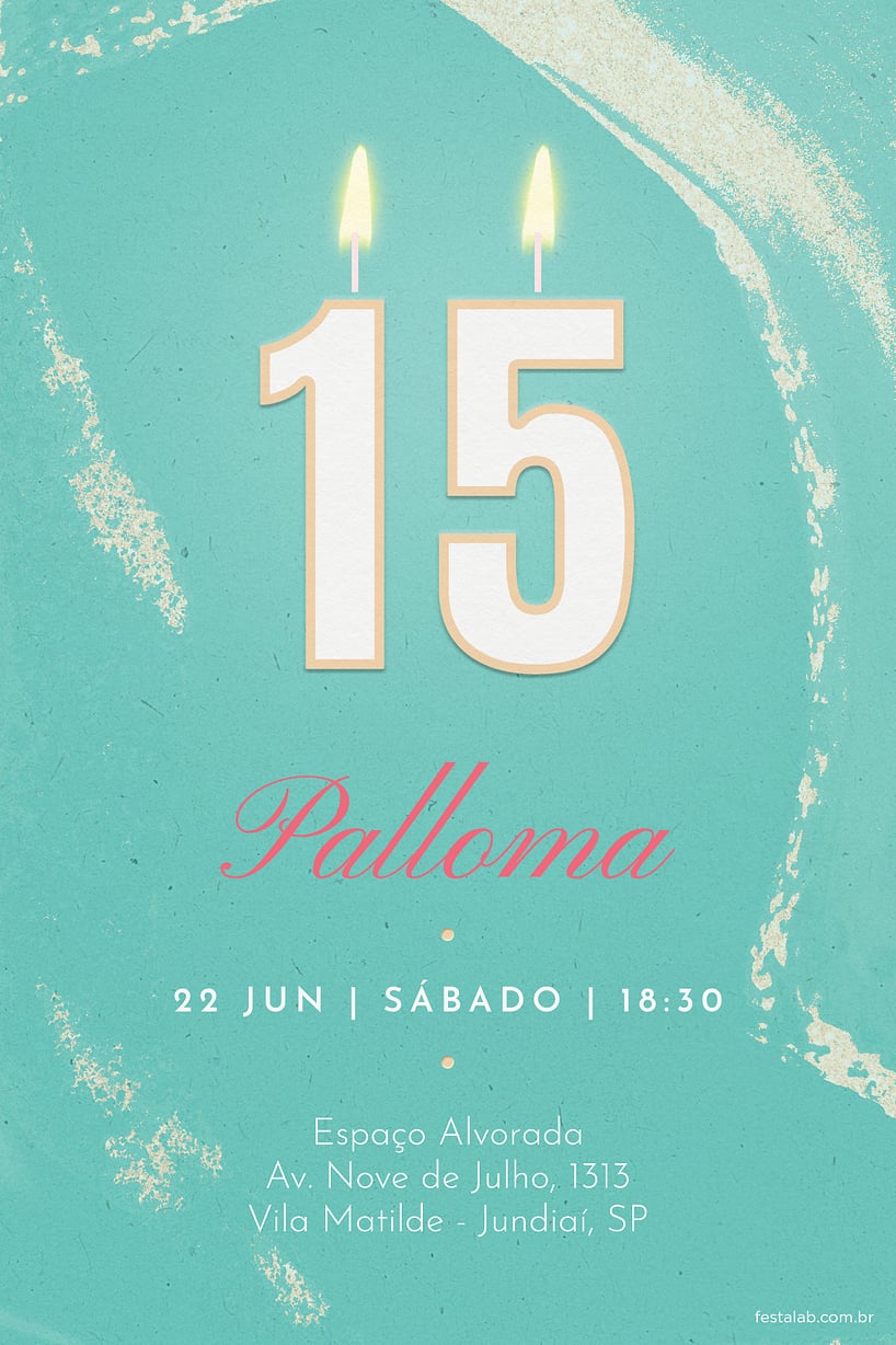 Convite de Aniversario de 15 anos - Bolo de 15 anos