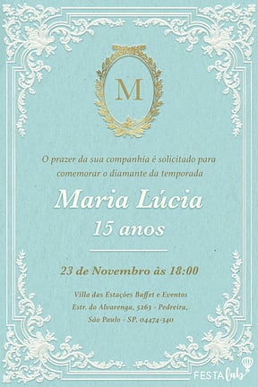 Modelo de Convite de Aniversario de 15 anos - Diamante da temporada Convite de Aniversario de 15 anos - Diamante da temporada