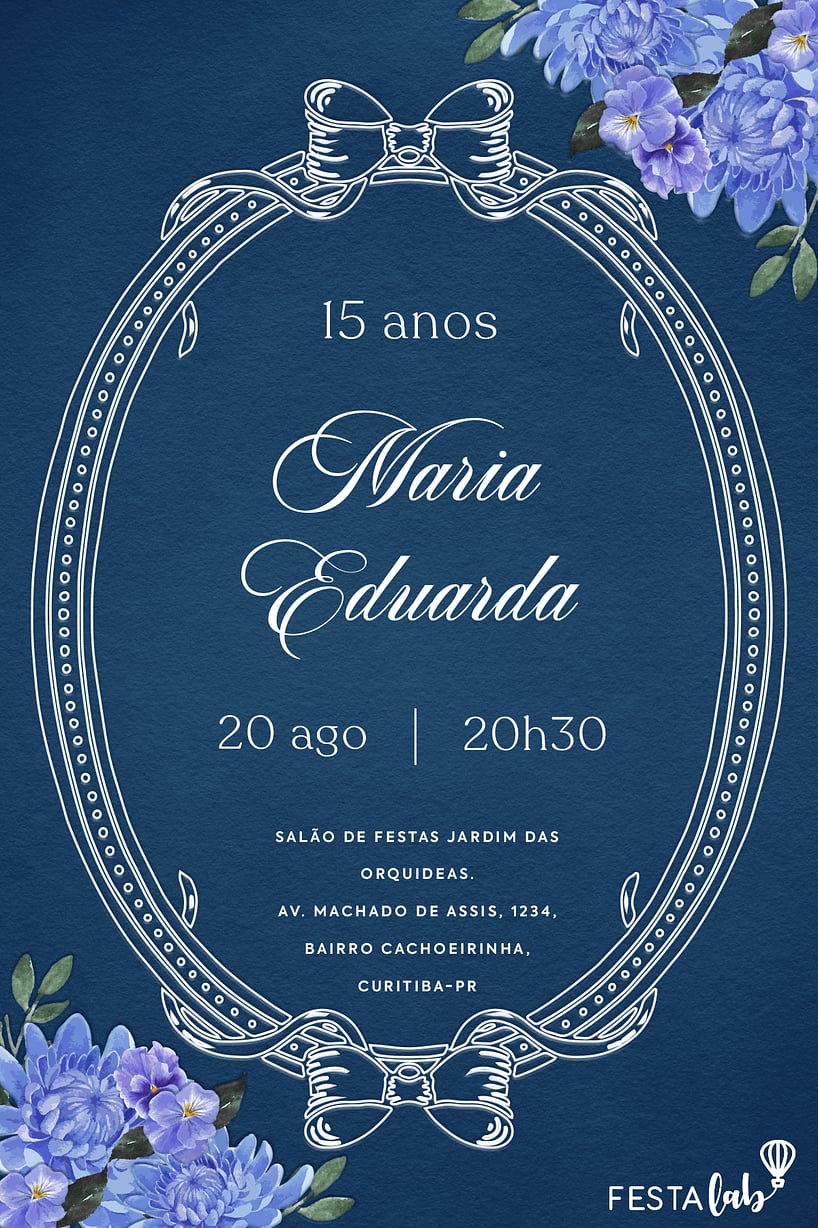 Modelo de Convite de Aniversario de 15 anos - Espelho Provencal Convite Espelho Provençal grátis para editar