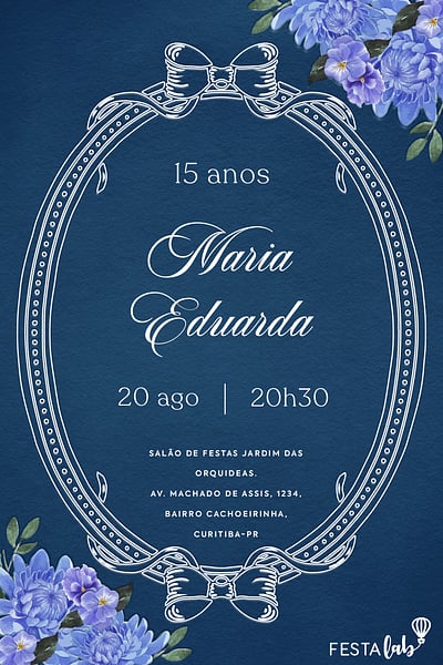 Modelo de Convite de Aniversario de 15 anos - Espelho Provencal Convite Espelho Provençal grátis para editar