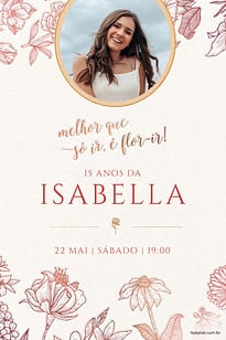 Convite Flor-ir vermelho grátis para editar