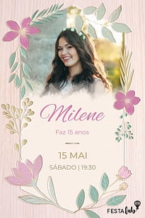 Convite Flores Entalhadas grátis para editar