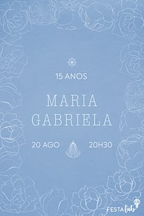 Modelo de Convite de Aniversario de 15 anos - Flores minimalistas Convite Flores minimalistas grátis para editar