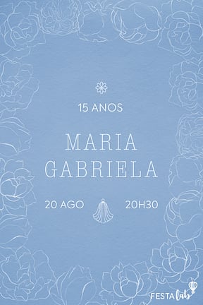 Modelo de Convite de Aniversario de 15 anos - Flores minimalistas Convite de Aniversario de 15 anos - Flores minimalistas