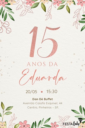 Modelo de Convite de Aniversario de 15 anos - Florescer Convite de Aniversario de 15 anos - Florescer