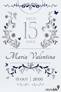 Convite Jardim azul 15 anos grátis para editar