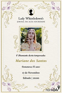 Modelo de Convite de Aniversario de 15 anos - Jornal da Lady Whistledown?s Convite Jornal da Lady Whistledown’s grátis para editar
