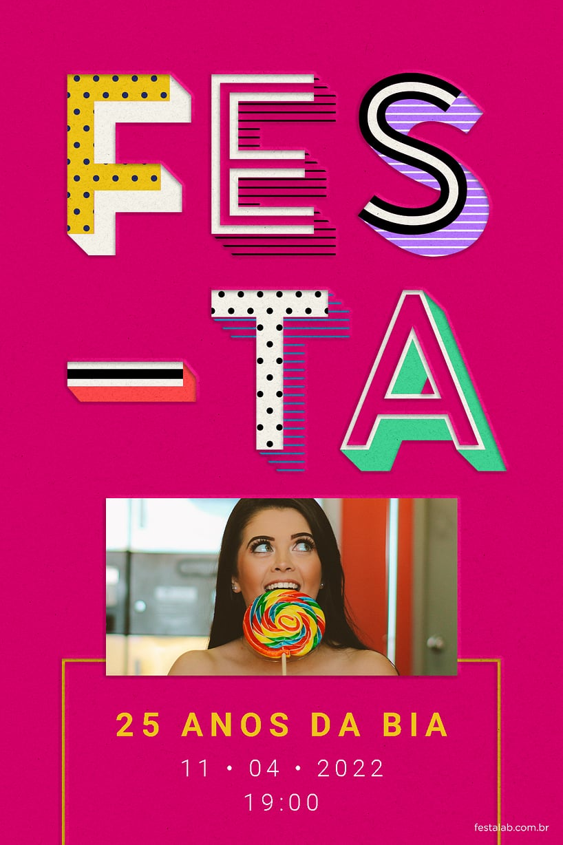 Criar convite de Aniversário de 15 anos - Letras Festivas| FestaLab