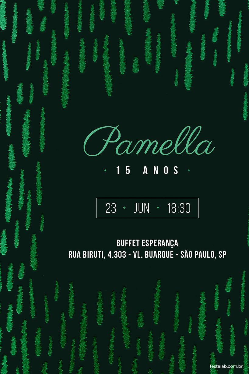 Convite de Aniversario de 15 anos - Metalizado Verde