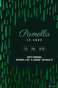 Modelo de Convite de Aniversario de 15 anos - Metalizado Verde Convite Metalizado Verde grátis para editar