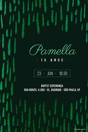 Modelo de Convite de Aniversario de 15 anos - Metalizado Verde Convite de Aniversario de 15 anos - Metalizado Verde