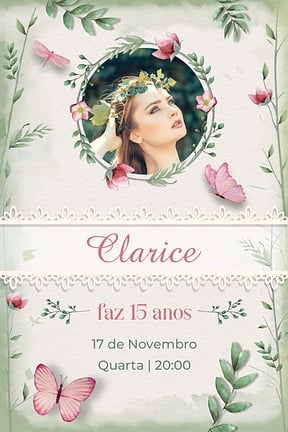 Modelo de Convite de Aniversario de 15 anos - Meu Jardim Encantado Convite de Aniversario de 15 anos - Meu Jardim Encantado