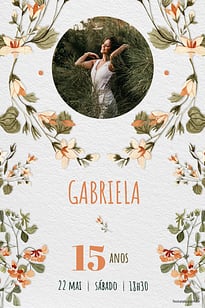 Convite Quinze Primaveras Laranja grátis para editar