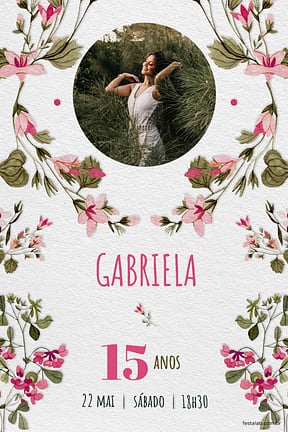 Modelo de Convite de Aniversario de 15 anos - Quinze Primaveras Rosado Convite de Aniversario de 15 anos - Quinze Primaveras Rosado