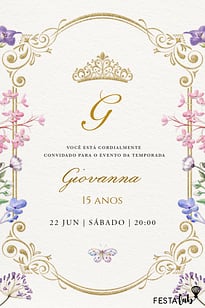 Modelo de Convite de Aniversario de 15 anos - Uma Noite Encantada Convite Uma Noite Encantada grátis para editar