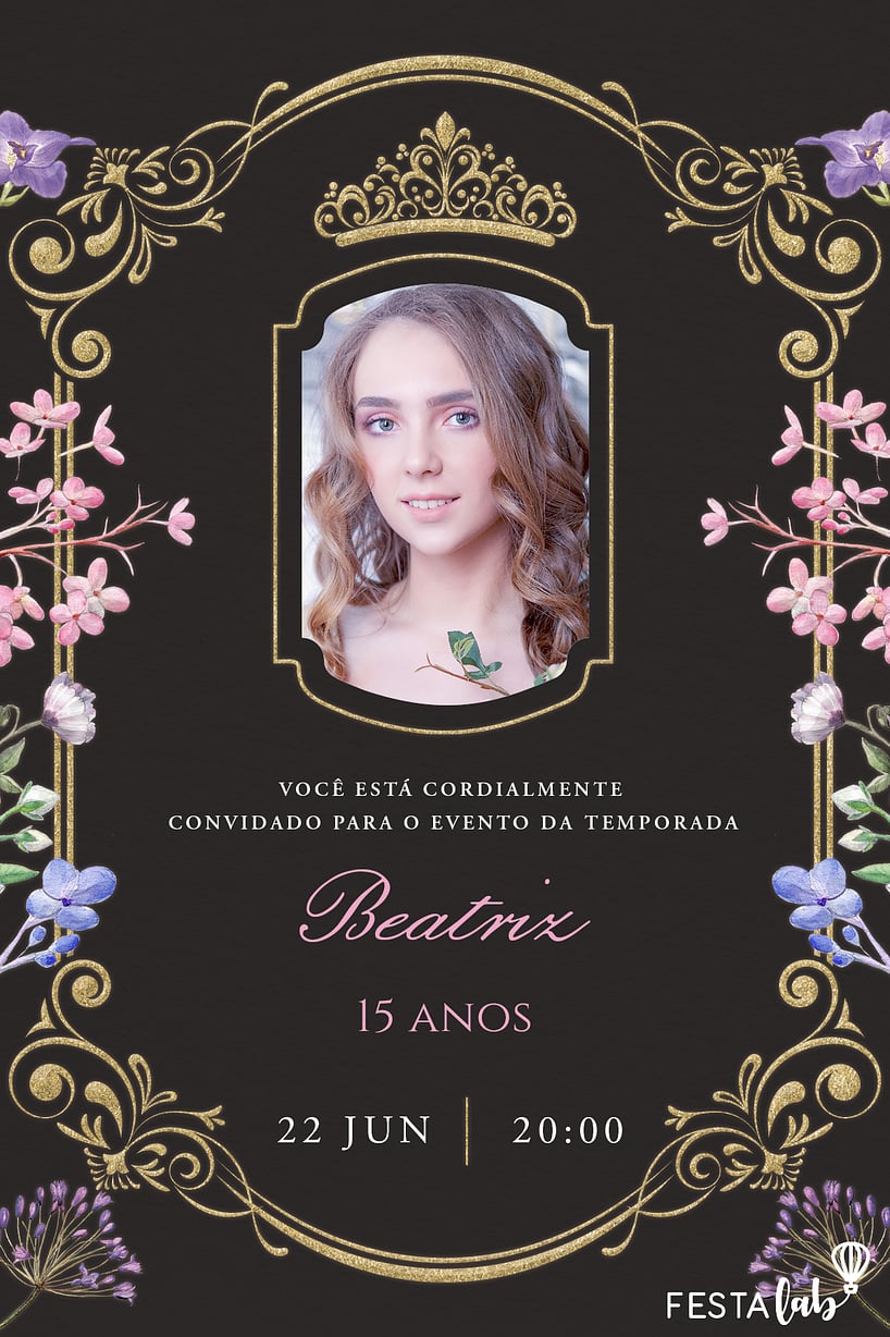 Convite Uma Noite Encantada e Florida grátis para editar