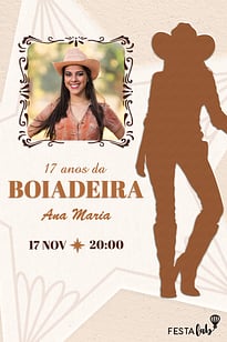 Modelo de Convite de Aniversario Adulto - A Boiadeira Convite A Boiadeira grátis para editar