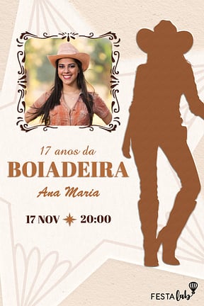 Modelo de Convite de Aniversario Adulto - A Boiadeira Convite de Aniversario Adulto - A Boiadeira
