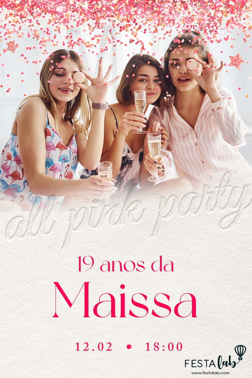 Convite All Pink grátis para editar