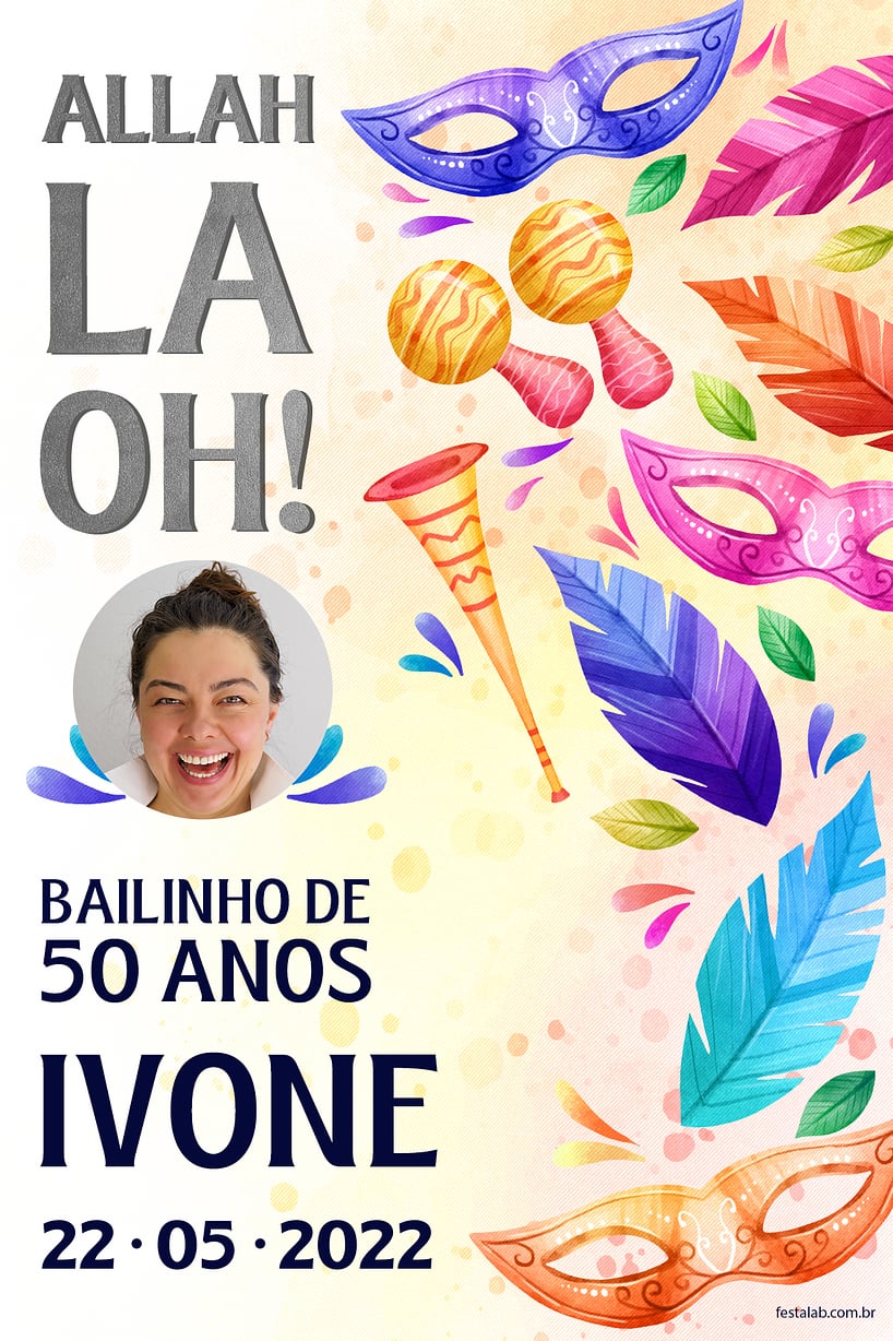 Convite Allah la oh carnaval grátis para editar