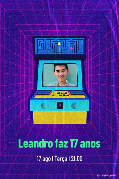 Modelo de Convite de Aniversario Adulto - Anos 80 Convite Anos 80 grátis para editar
