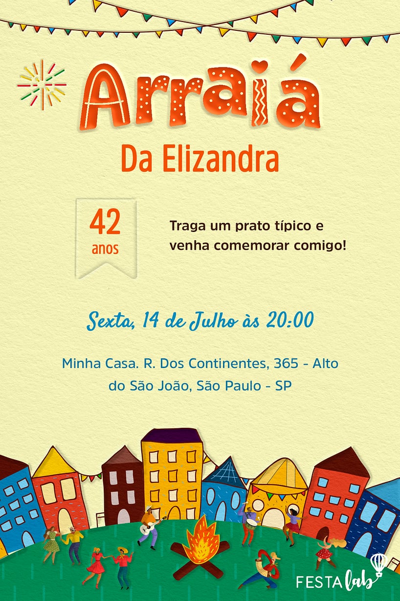 Convite Arraiá Bão Demais grátis para editar