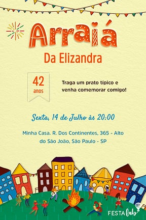 Modelo de Convite de Aniversario Adulto - Arraia Bao Demais Convite de Aniversario Adulto - Arraia Bao Demais