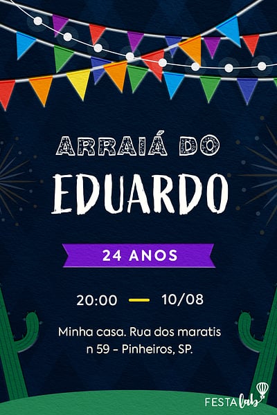 Modelo de Convite de Aniversario Adulto - Arraia da Galera Convite Arraiá da Galera grátis para editar