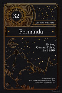 Modelo de Convite de Aniversario Adulto - Astrologia Convite Astrologia grátis para editar
