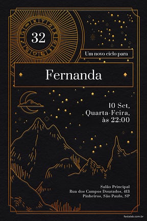 Modelo de Convite de Aniversario Adulto - Astrologia Convite de Aniversario Adulto - Astrologia