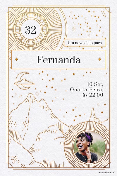 Modelo de Convite de Aniversario Adulto - Astrologia Convite Astrologia grátis para editar