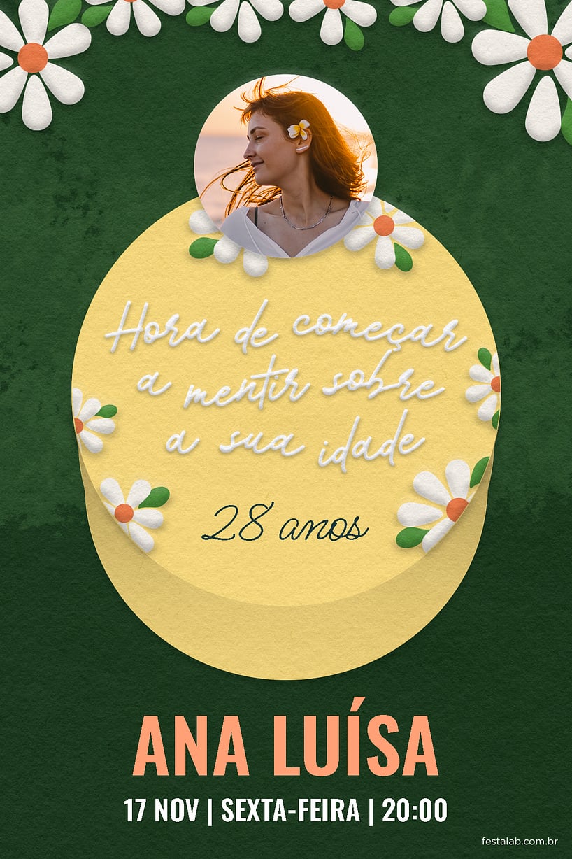 Convite Cake amarelo grátis para editar