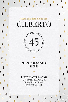 Modelo de Convite de Aniversario Adulto - Black and White Convite de Aniversario Adulto - Black and White