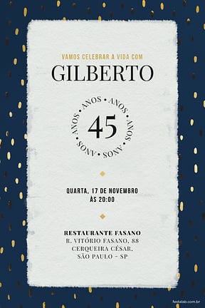 Convite de Aniversario Adulto - White and blue