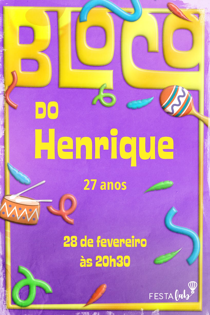 Criar convite de aniversário - Bloco de aniversário| FestaLab