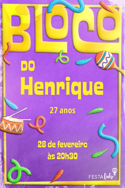 Modelo de Convite de Aniversario Adulto - Bloco de aniversario Convite Bloco de aniversário grátis para editar