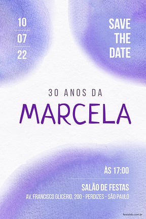 Modelo de Convite de Aniversario Adulto - Blush Convite de Aniversario Adulto - Blush