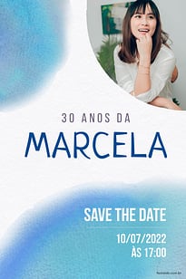 Modelo de Convite de Aniversario Adulto - Blush azul Convite Blush azul grátis para editar