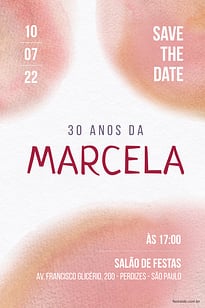 Modelo de Convite de Aniversario Adulto - Blush Rosa Convite Blush Rosa grátis para editar
