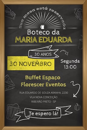 Modelo de Convite de Aniversario Adulto - Boteco Convite de Aniversario Adulto - Boteco