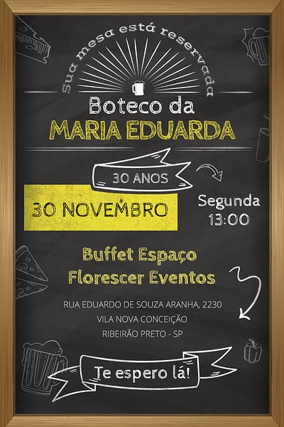 Criar convite de aniversário - Boteco| FestaLab